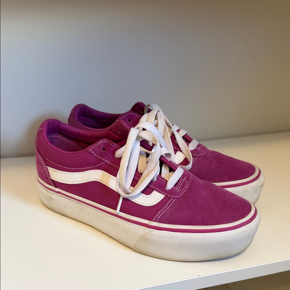 Vans Pink and White Low Top Sneakers